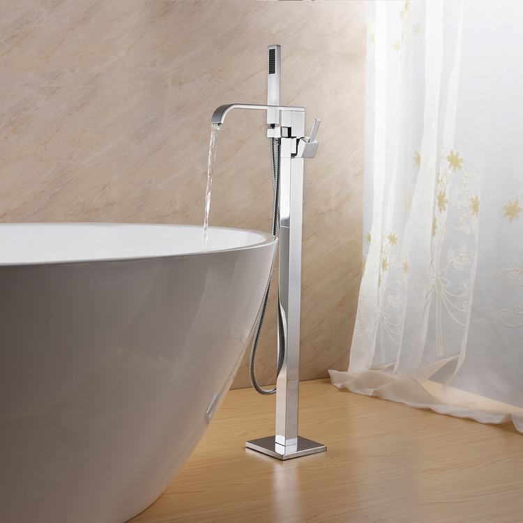 Floor Mount Bathroom Shower Mixer Faucet Wholesale Bathrooms Square Floor Mounted Tub 59# Brass Filler