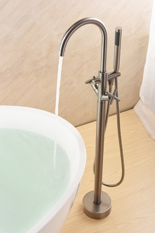 Cross handle floor mounted free standing bathtub shower faucet bathroom products