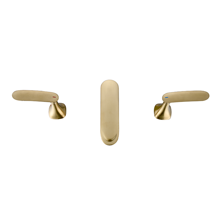 China Factory Oem Widespread Bathroom Mixer Taps Faucet For Basin Double Handle 3Hole Gold Basin Mixer