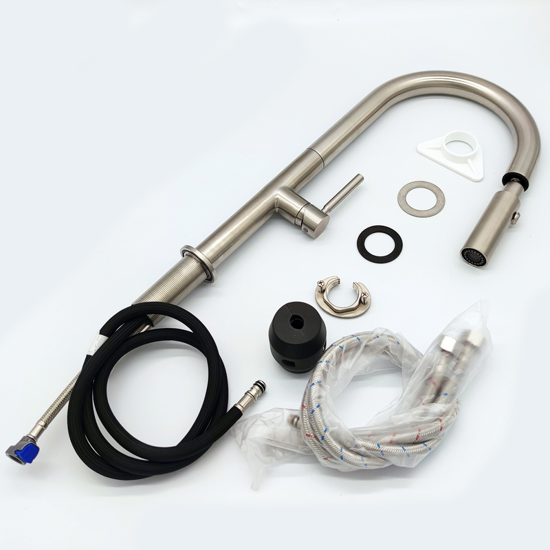 Gooseneck Faucet 304 Stainless Steel Water Mixer Tap Kitchen Faucet With Pull Down Sprayer