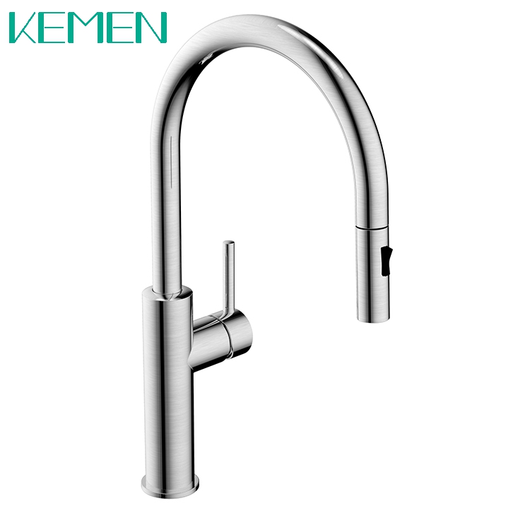 New Design Stainless Kitchen Faucet Single Hole Mixer Tap Kitchen Faucet with Pull Down Sprayer