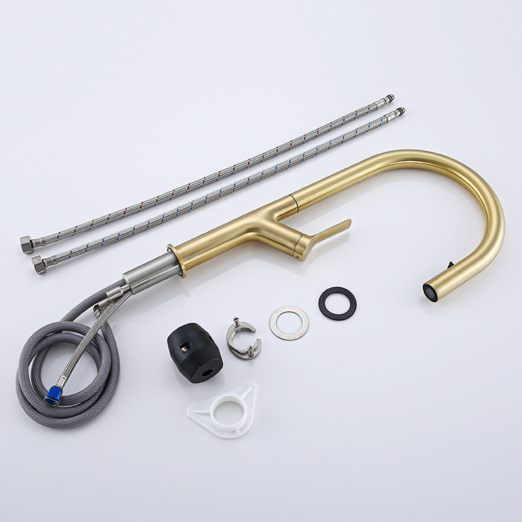 Luxury Gold Kitchen Faucet Single Handle Mixer Taps 304 Stainless Steel Pull Down Kitchen Faucet