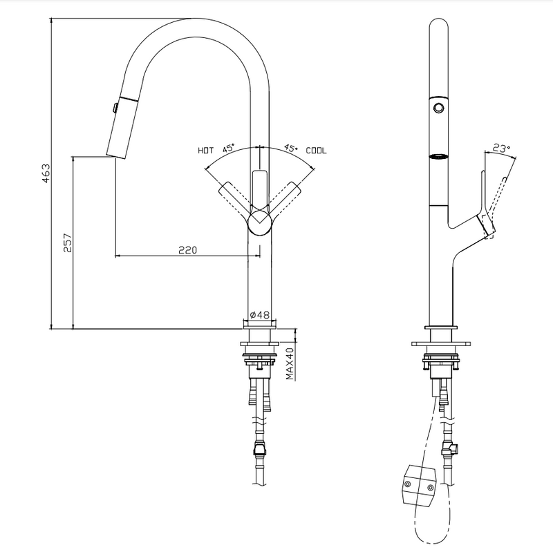 High Quality Kitchen Sink Faucet Rose Gold Water Tap 360 Pull Down Sprayer Faucet Kitchen