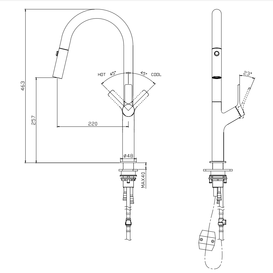 High Quality Kitchen Sink Faucet Rose Gold Water Tap 360 Pull Down Sprayer Faucet Kitchen