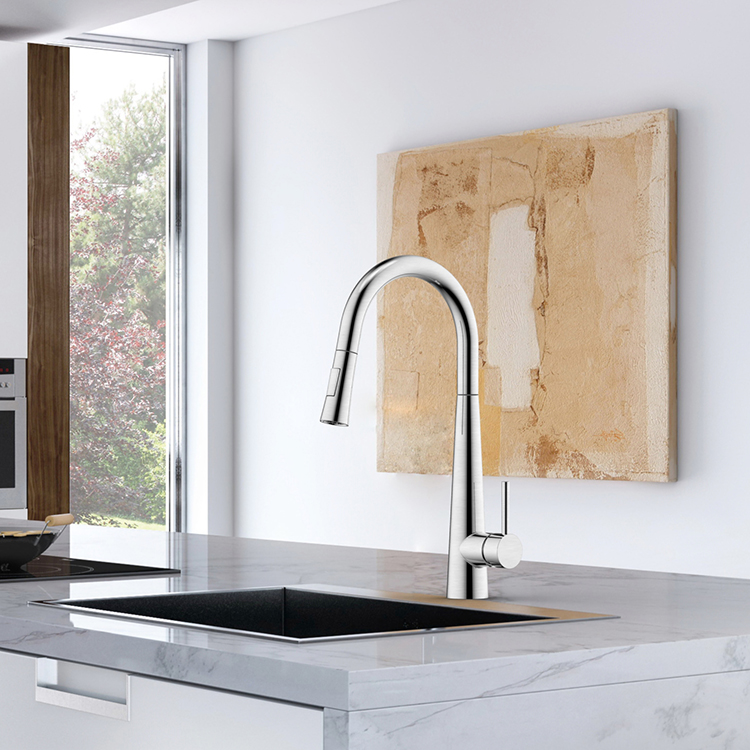 Hot Sale One-handle Brushed Sink Tap High Arc Lead-free Kitchen Faucet 304 Stainless Steel Pull Down Kitchen Sink Faucet