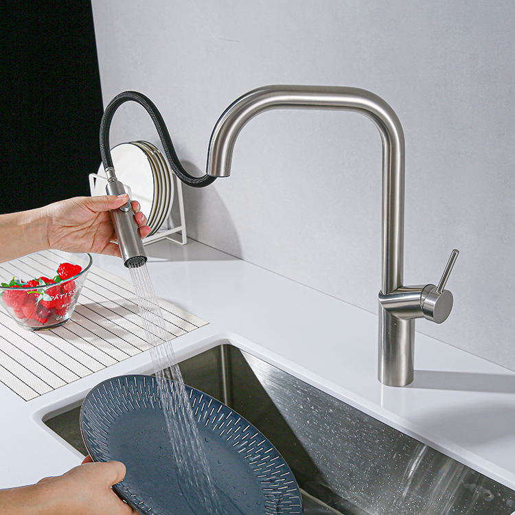 2022 New Product Deck Mount Pull Down Kitchen Faucet With Pull Down Sprayer Kitchen Sink Faucet