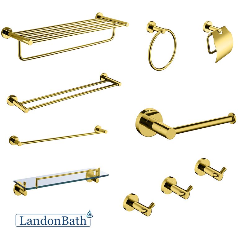 Brushed Gold Bathroom Accessories Set Paper Holder Towel Rail 70Series