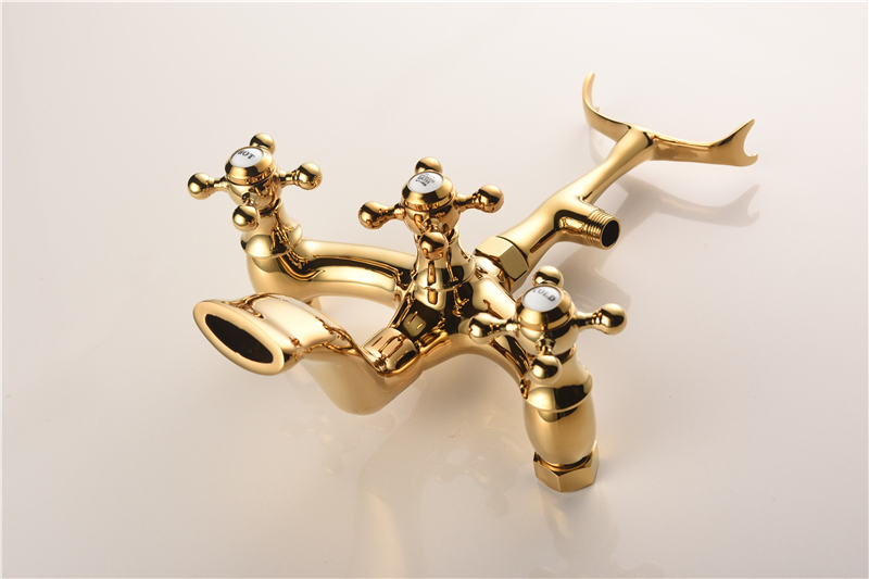 New Design Hot Selling French Gold Deck-Mount Roman Bathtub Faucet