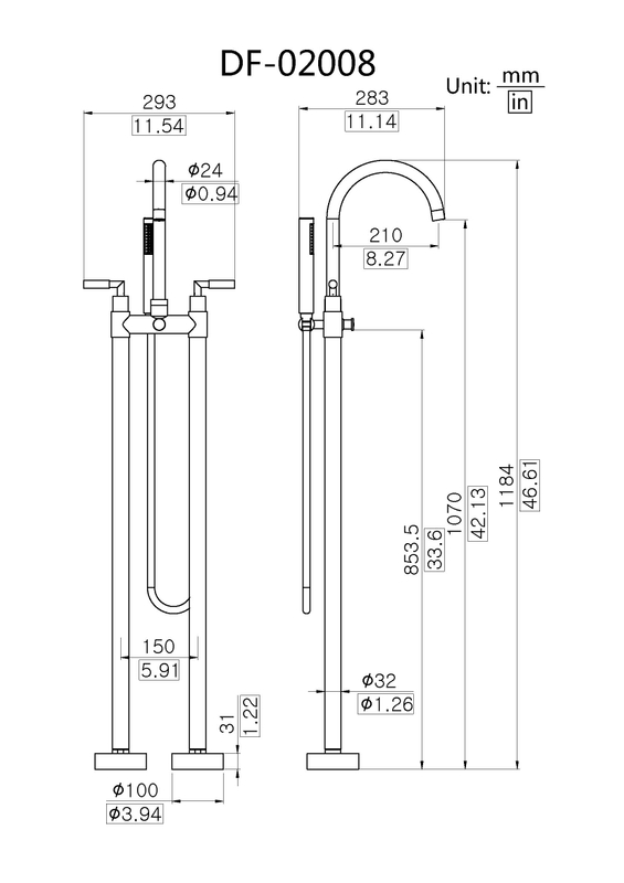 Dual Handles Freestanding Bathtub Faucet DF-02008