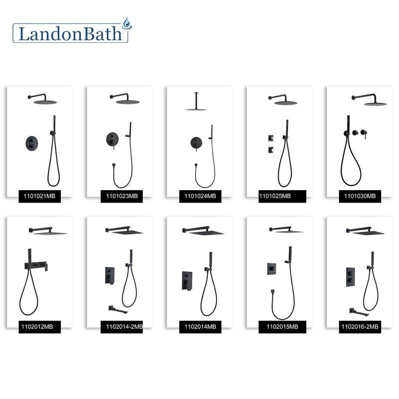 Matte black concealed shower set 