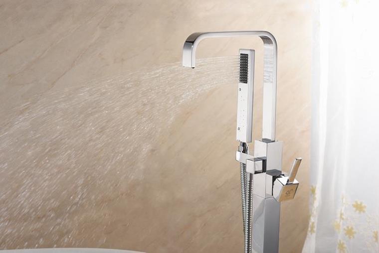 CUPC Watermark Freestanding Bathtub Faucet Floor Standing With Ceramic Valve Shower Mixer Mounted Bath Tub Mount Filler