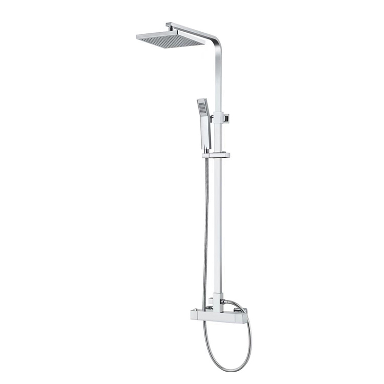 Bathroom Wall Mounted Brass Chrome Thermostatic Bath Rain Shower Mixer Faucet Shower Set