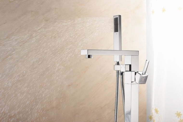 Square freestanding bath tubs shower mixer tap faucet filler brass floor mount bathroom bathtub bath faucet
