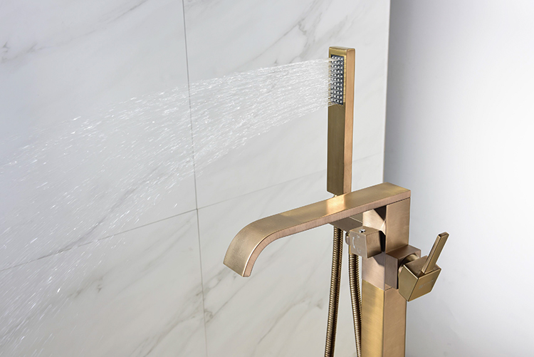 Italy Design Brass Floor Freestanding Bathtub Faucet Contemporary Free Stansing Bath Tub Mixer Taps Fillers Shower Set