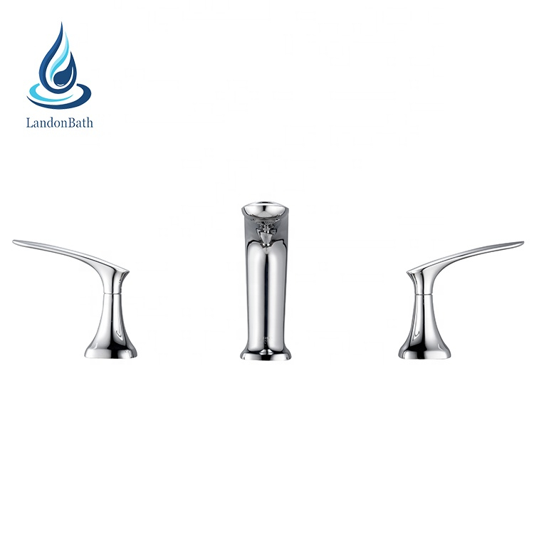 3 Hole Widespread Bathroom Bath Tub Mixer Tap Basin Faucet Deck Mounted Dual Handle Bathtub Taps Banheira E Chuveiro Torneira