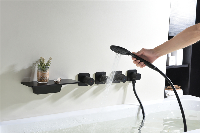 Wall Mounted Shower Mixers Water Fall Tap For Bathtub Faucets Conceal Hidden 5 Holes Bathroom Mixer Faucet Concealed Bath