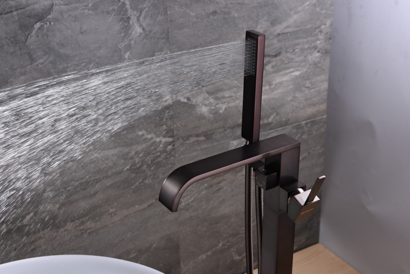 Top Rated Brass Freestanding Bath Shower Mixer Floor Stand Mounted Tub Filler Shower Mixer Free Standing Bathtub Faucet
