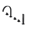 5 Pcs Side Matte Black Deck Mounted Hole Designer Tub Tap Bathtub Bath Sink Faucet