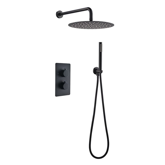 Matt Black Temperature Wall Mounted Concealed Rain Shower Fixtures Set Bathroom Faucet Thermostatic Bathroom Faucet