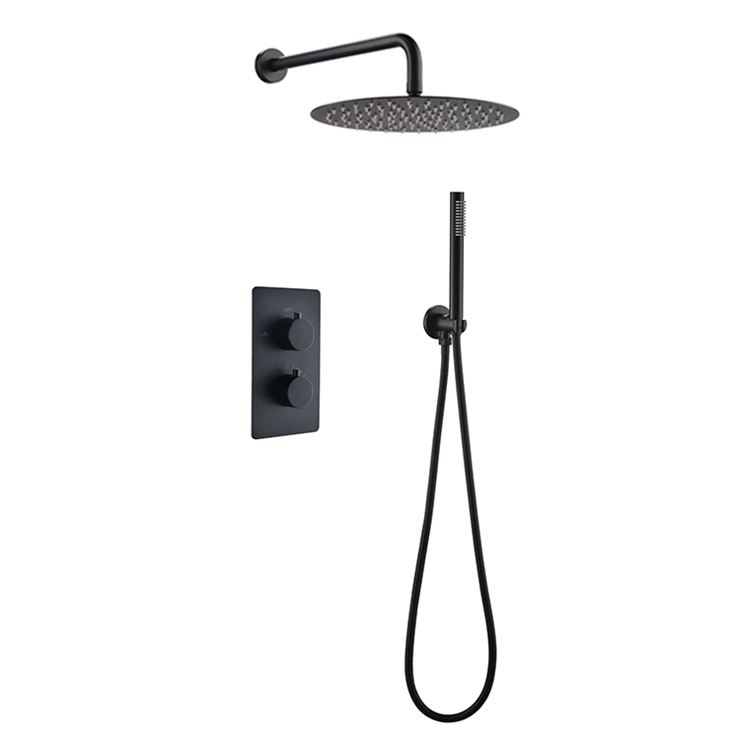 Matt Black Temperature Wall Mounted Concealed Rain Shower Fixtures Set Bathroom Faucet Thermostatic Bathroom Faucet