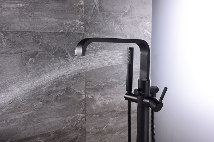 Freestanding Bathtub Faucet Black Floor Stand Bathtub Shower Faucets With Handheld Sprayer