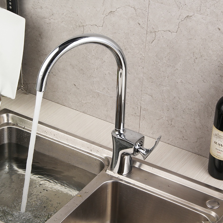 Moden Chrome Polished Single Handle Kitchen Taps Faucet Brass Kitchen Sink Tap Faucet Torneira Pia Cozinha Misturado