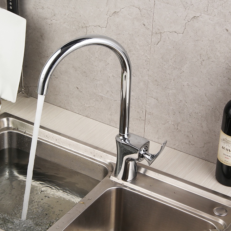 Moden Chrome Polished Single Handle Kitchen Taps Faucet Brass Kitchen Sink Tap Faucet Torneira Pia Cozinha Misturado
