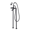 Classic Vintage Black Floor Mount Bath Tub Filler Bathroom Free Standing Clawfoot Bathtub Faucet with Telephone Hand Shower