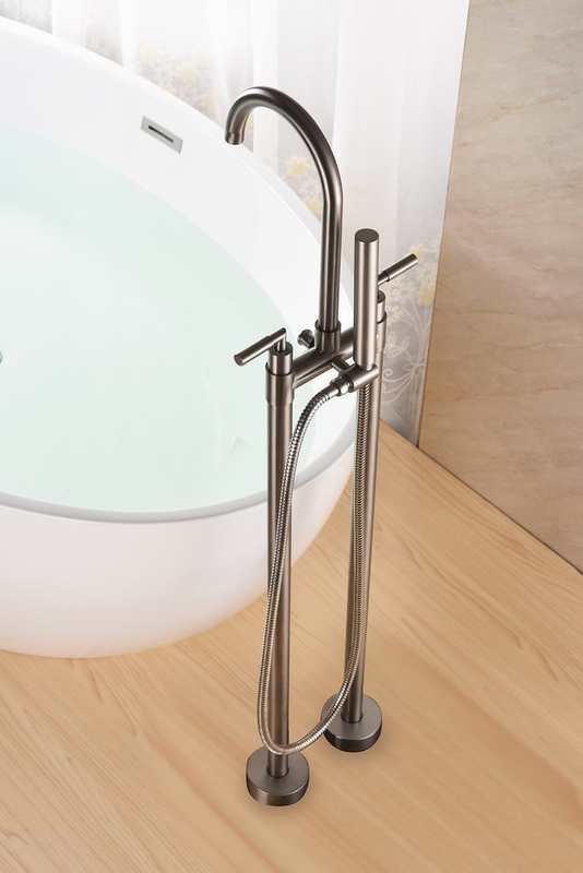 Double Handle Floor Standing Bathtub Bath Tub Faucet Freestanding Mixer Tap With Legs