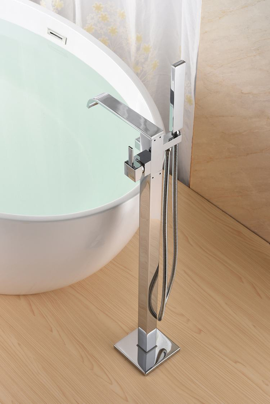 Floor Mount Bathroom Shower Mixer Faucet Wholesale Bathrooms Square Floor Mounted Tub 59# Brass Filler