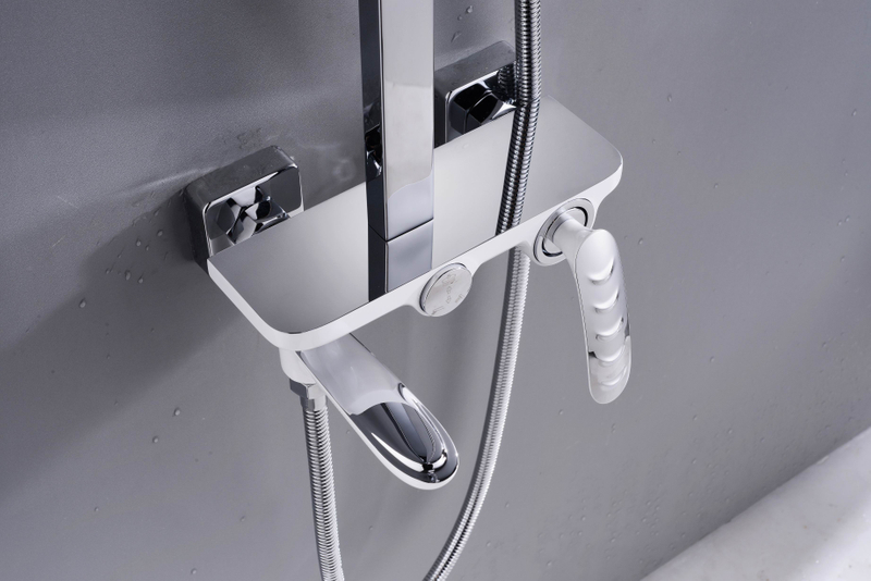 Contemporary Square Rainfall Shower Set White Shower Mixer Single Handle For Bathroom