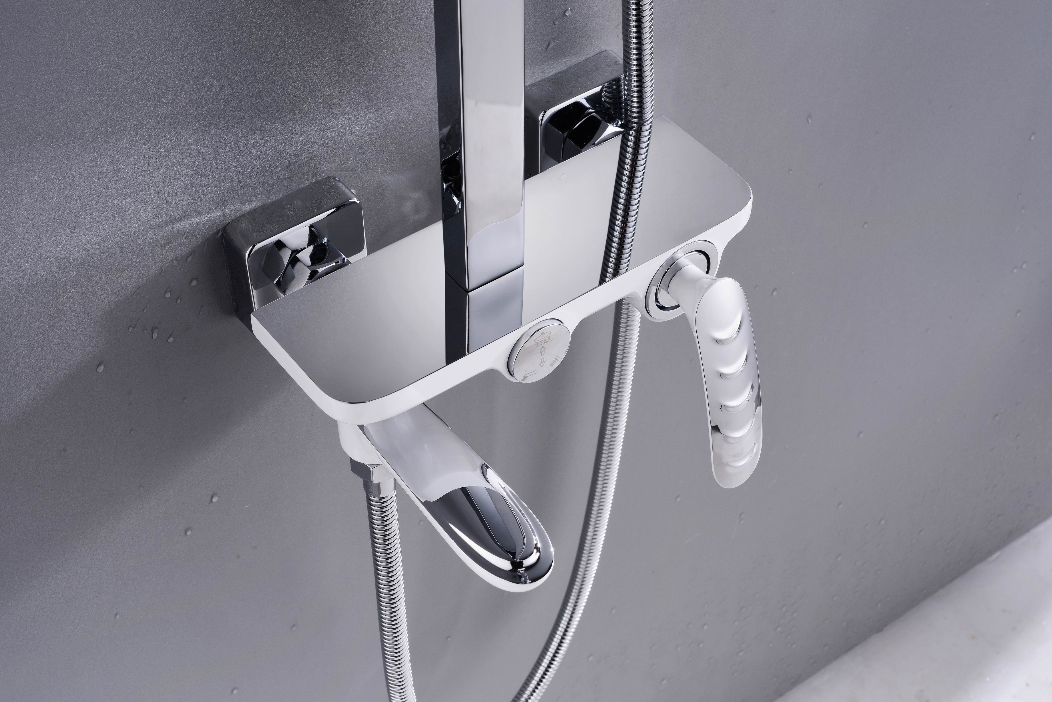 Contemporary Square Rainfall Shower Set White Shower Mixer Single Handle For Bathroom