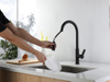 Deck Mounted Sink Mixer Pull Out Sprayer High Arc Kitchen Faucet Matte Black