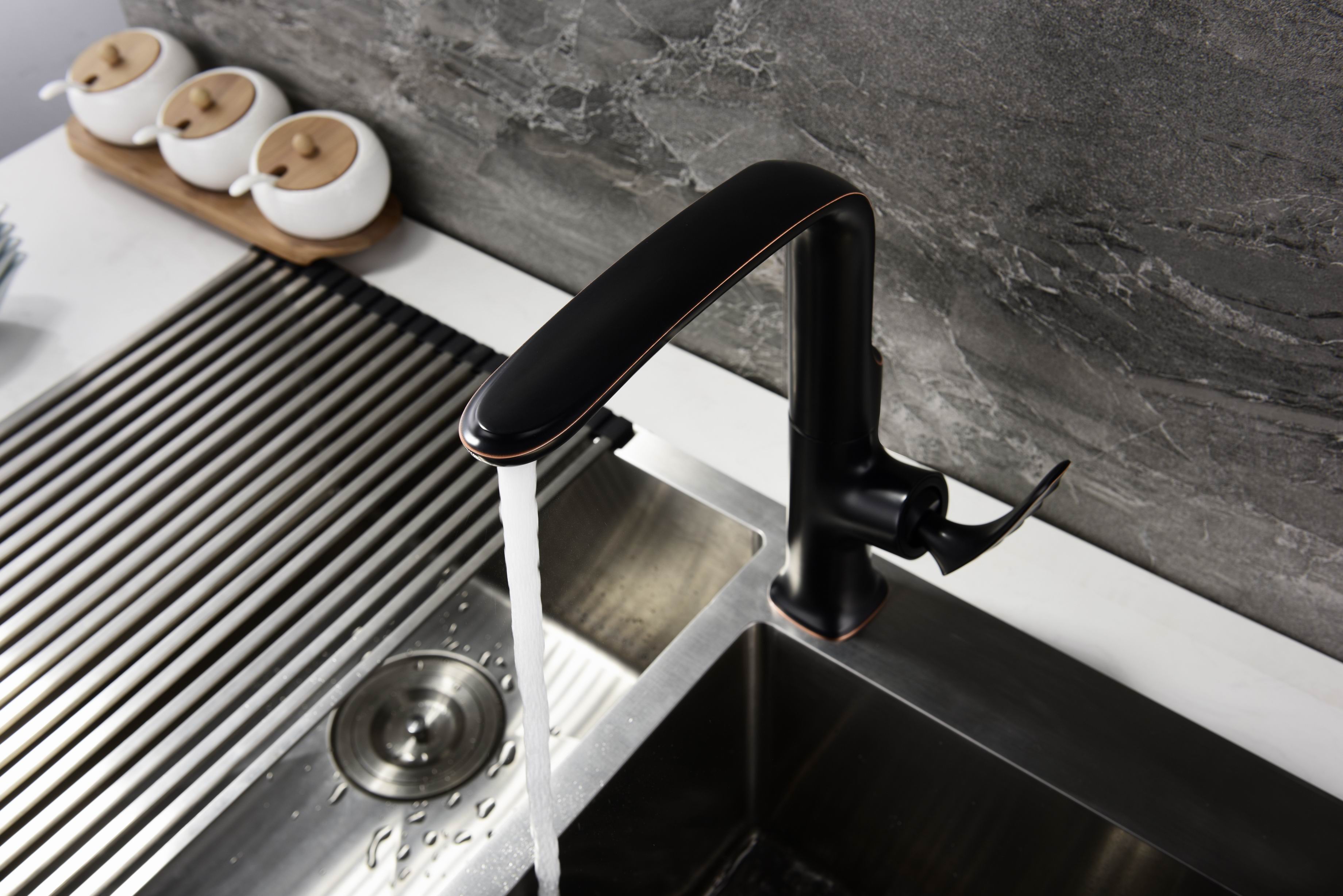 Modern Black&White Solid Brass Single Handle Bathroom Sink Vessel Faucet Basin Mixer Tap