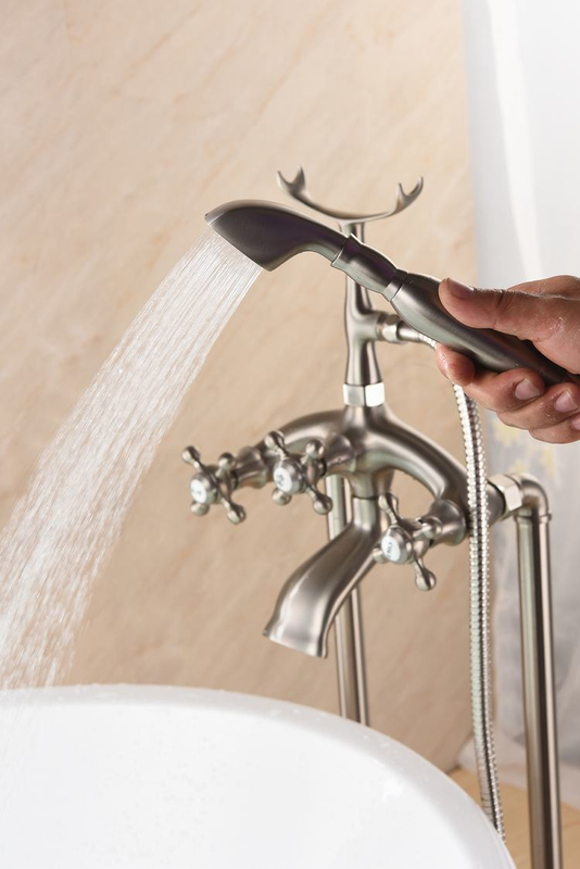 Luxury Floor Mount Bathtub Faucet, Tub Free Standing Bath Tap