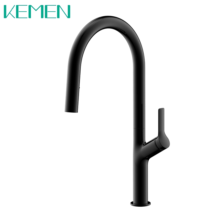 Modern Design Matte Black Kitchen Sink Tap with Pull Down Sprayer 304 Stainless Steel Kitchen Faucet