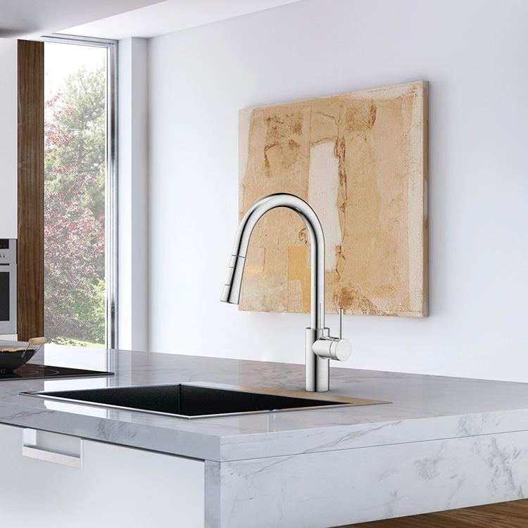 Professional Outlet Long Neck Faucet 304 Stainless Steel Kitchen Taps Brushed Finished Kitchen Faucet Pull Down Spray