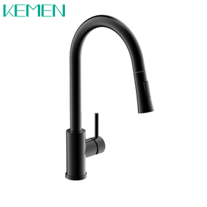 Long Neck Sink Mixer Tap Single Handle Black Faucet 304 Kitchen Sink Tap with Pull Down Spray