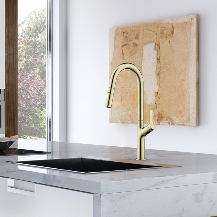 Hot Selling Single Handle Mixer Kitchen Tap Pull Down Faucet Luxury Gold Kitchen Faucet