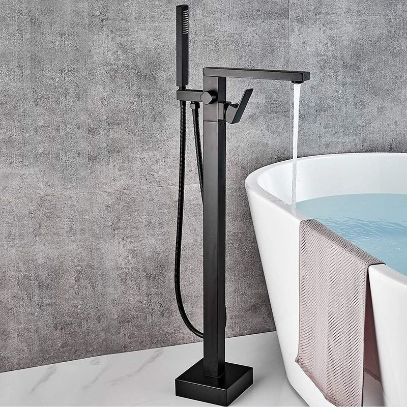 2022 Hot Sell Square Matte Black Bath Shower Mixer Freestanding Bathtub Faucet Set