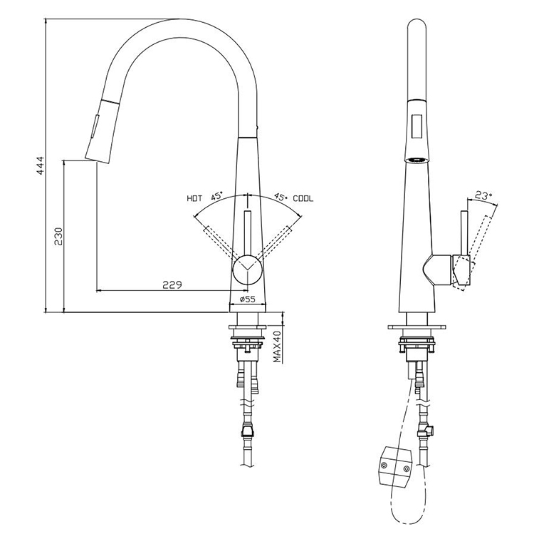 Kitchen Faucet 304 Stainless Steel Hot And Cold Water Mixer Tap Flexible Hose For Kitchen Faucet Black