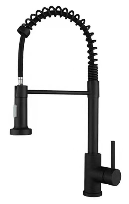 New Product Matte Black Kitchen Faucets Single Handle Pull Down Sprayer Spring Kitchen Sink Faucet