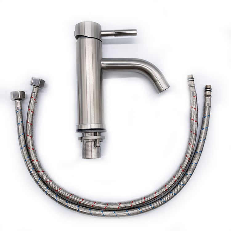 Hot And Cold Water Tap Bathroom Stainless Steel 304 Basin Faucet Brushed Finished Basin Tap