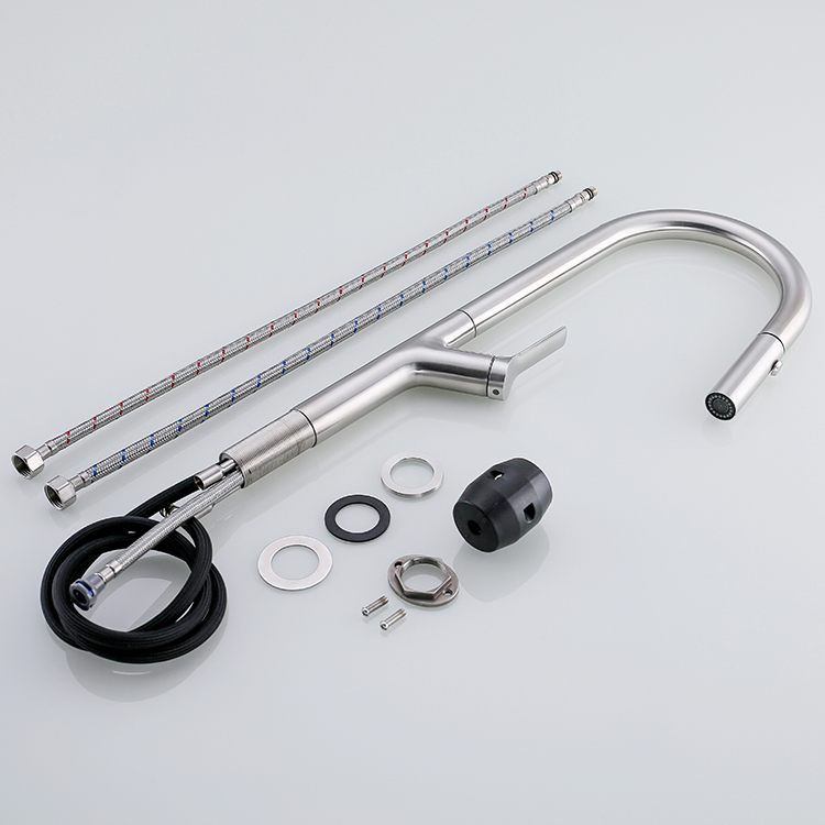 China Hot Sale Mixer Taps Brushed Kitchen Faucet Tap Hot And Cold Pull Down 304 Stainless Steel Kitchen Sink Faucet