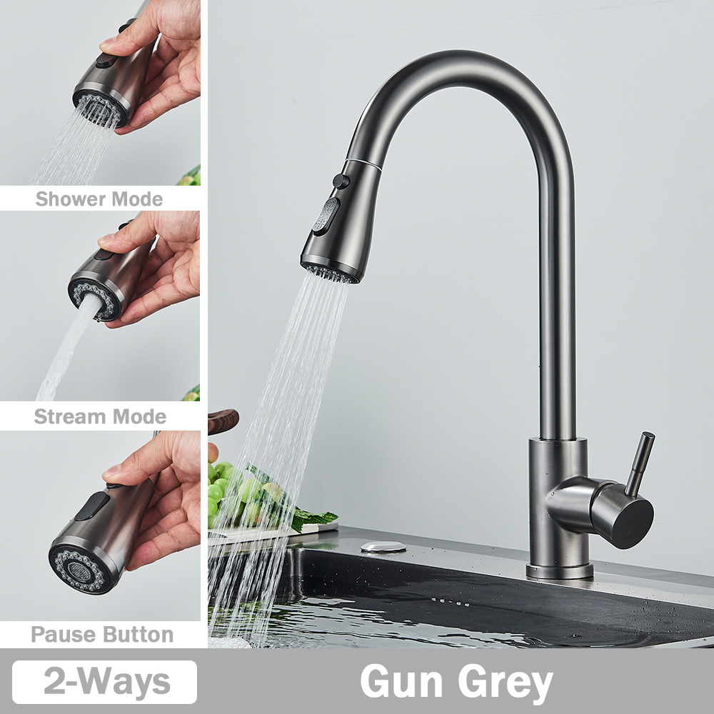 304 Stainless Steel Kitchen Mixer Faucet, Kitchen Sink Faucet, Telescopic Pull Faucet with Pull-down Sprayer