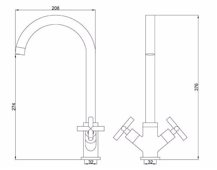 Cross Handles Basin Mixer DF-03013