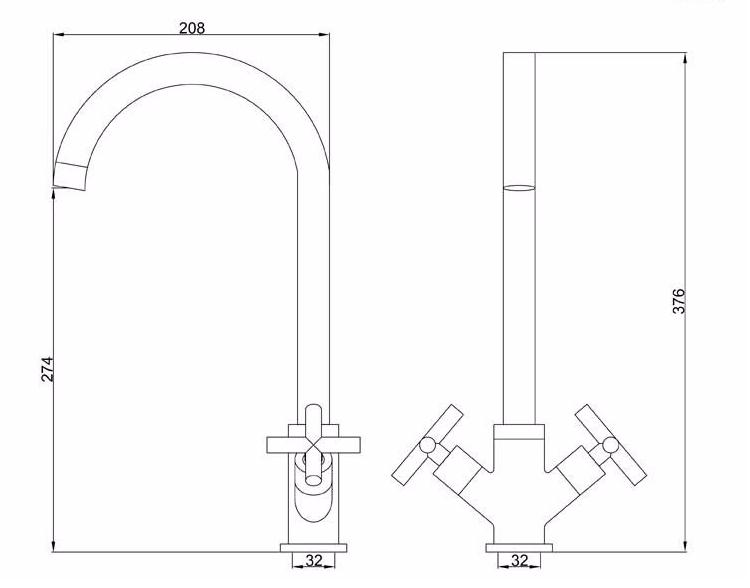 Cross Handles Basin Mixer DF-03013