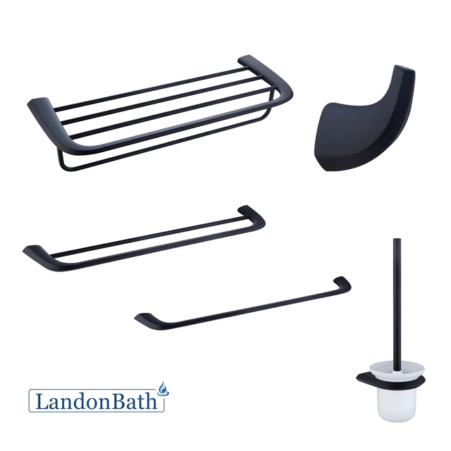 Bathroom Accessories Set Matt Black Stainless Steel Bath Towel Bar Towel Rack 24Series