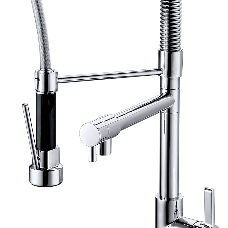 Deck Mount Sanitary Ware Brass Chrome S304 Stainless Steel Spring Pull-Out Sink Faucet Kitchen Mixer