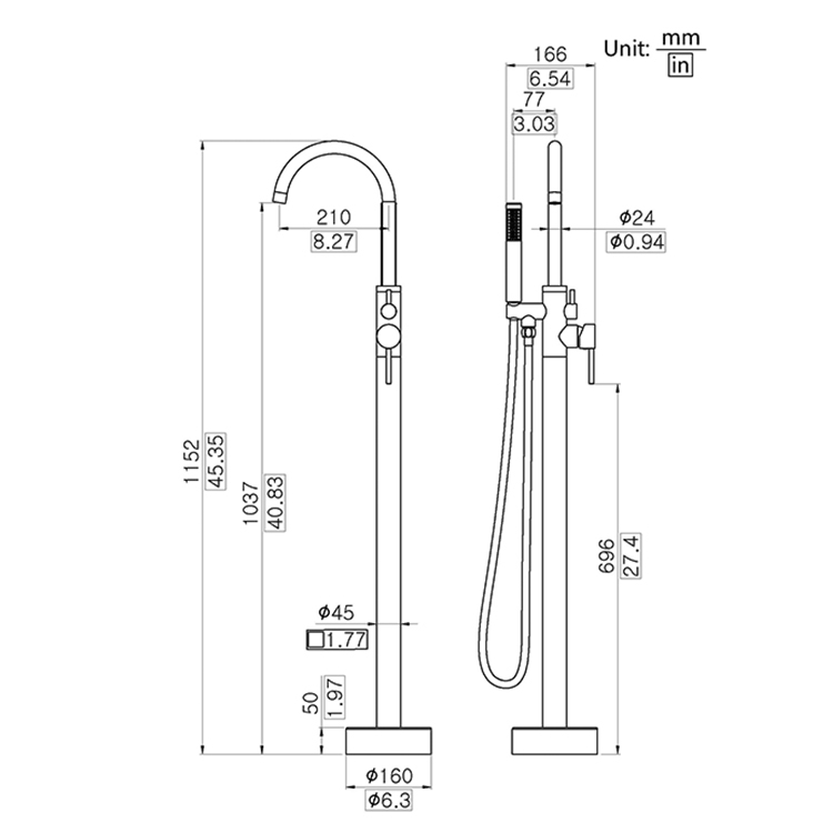 Brass Floor Shower Taps Freestanding Bath Tub Faucet Bathtub Mixer Free Standing Tub Facuet